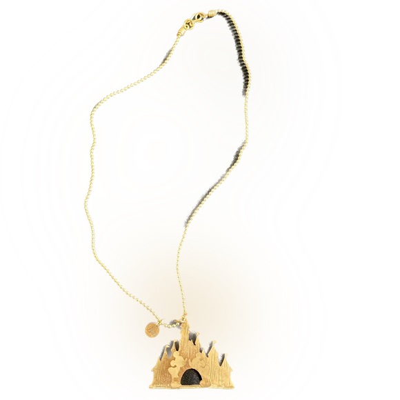 Golden necklace with golden Mickey and Minnie Mouse Castle charm. OS - Picture 2 of 6